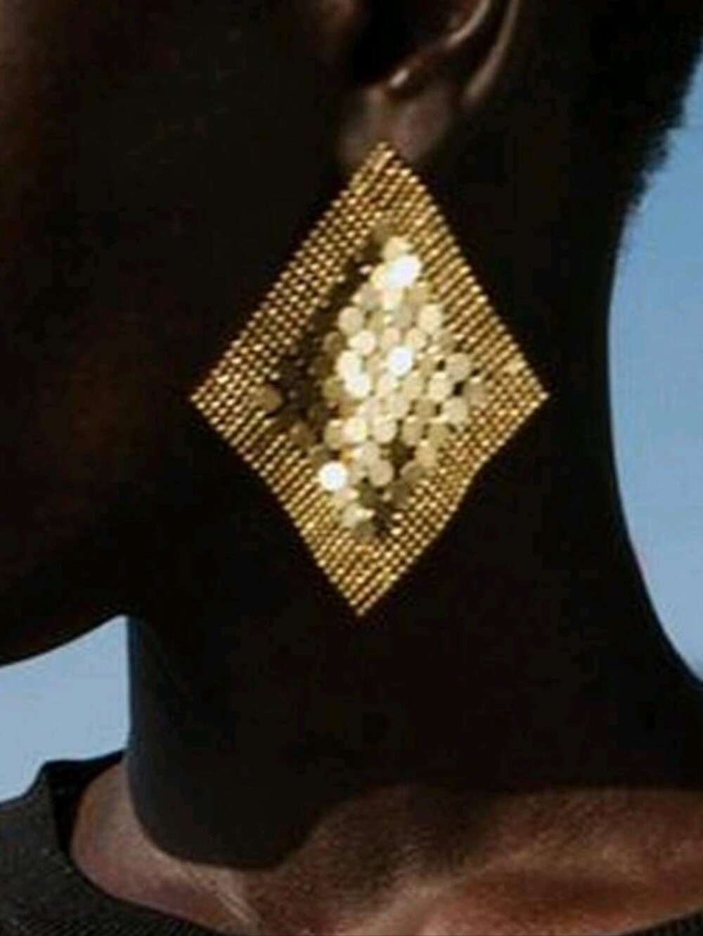 NEW! ZARA Stunning Gold Rhombus Mesh Statement  Drop Earrings